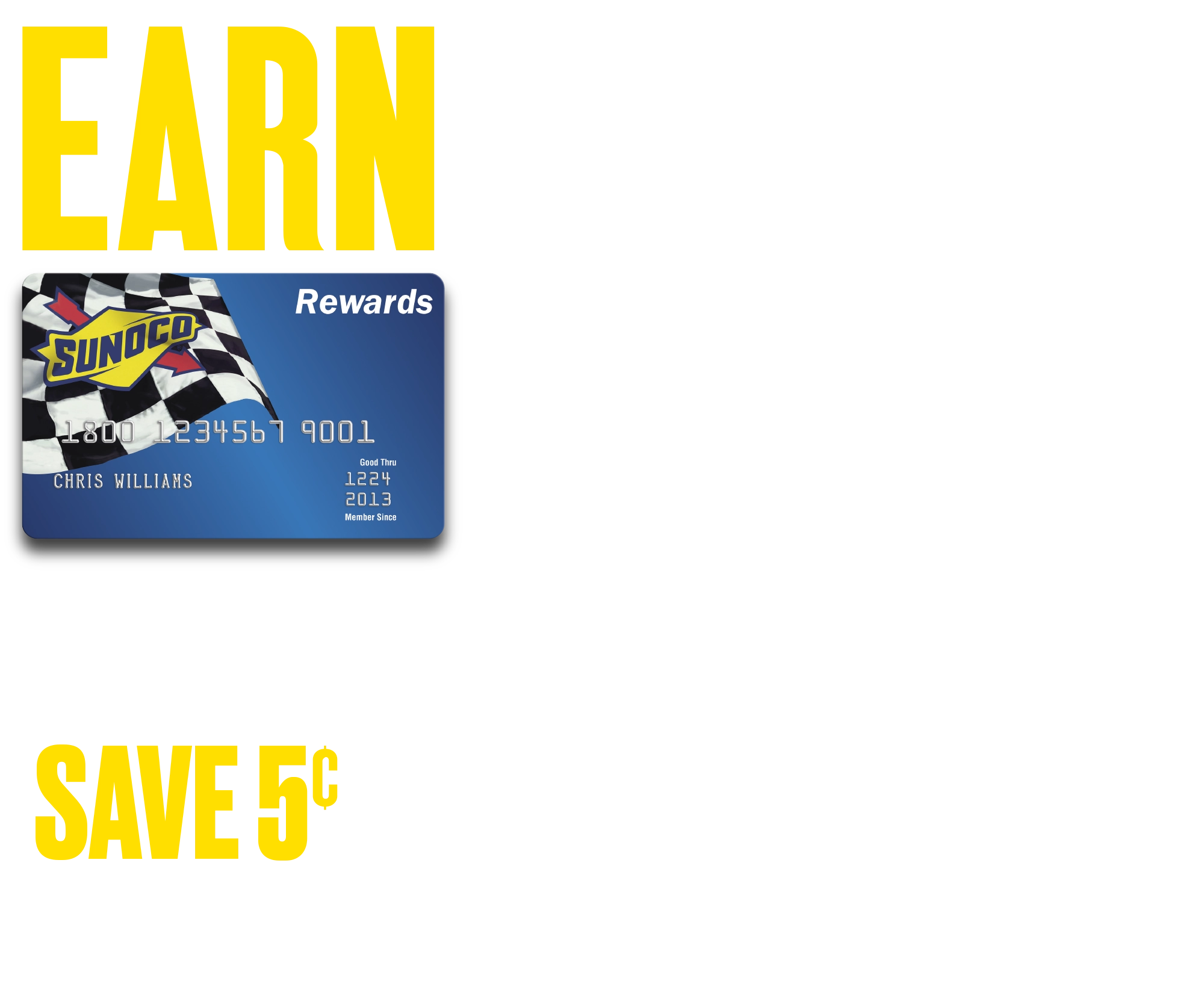 Earn 25 cents per gallon (for 60 days after account open date). Save 5 cents per gallon every day (after 60 day promo period expires). New accounts only. Valid until 12/31/2024